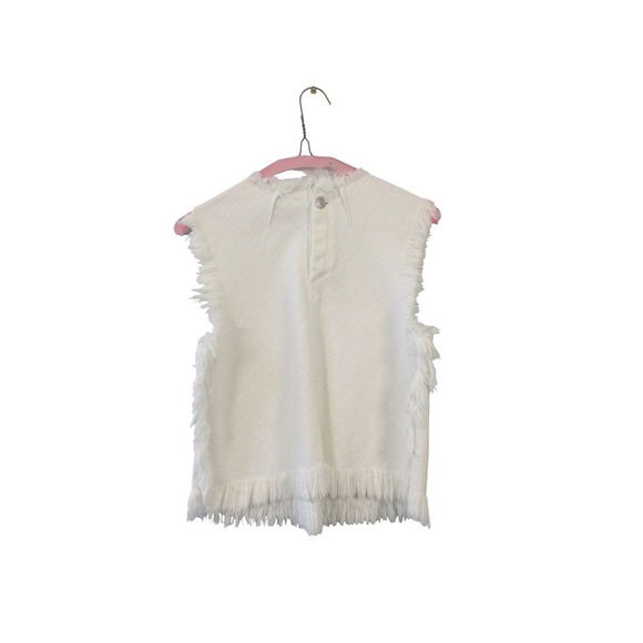 T Alexander Wang Fringe Sleeveless Top Women 2 White Burlap Cotton Textured 180 - Picture 2 of 10